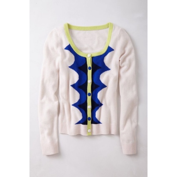 Anthropologie Sweaters - RARE!! Anthropologie HWR Monogram 100% Cashmere Scalloped Cardigan Sweater Small